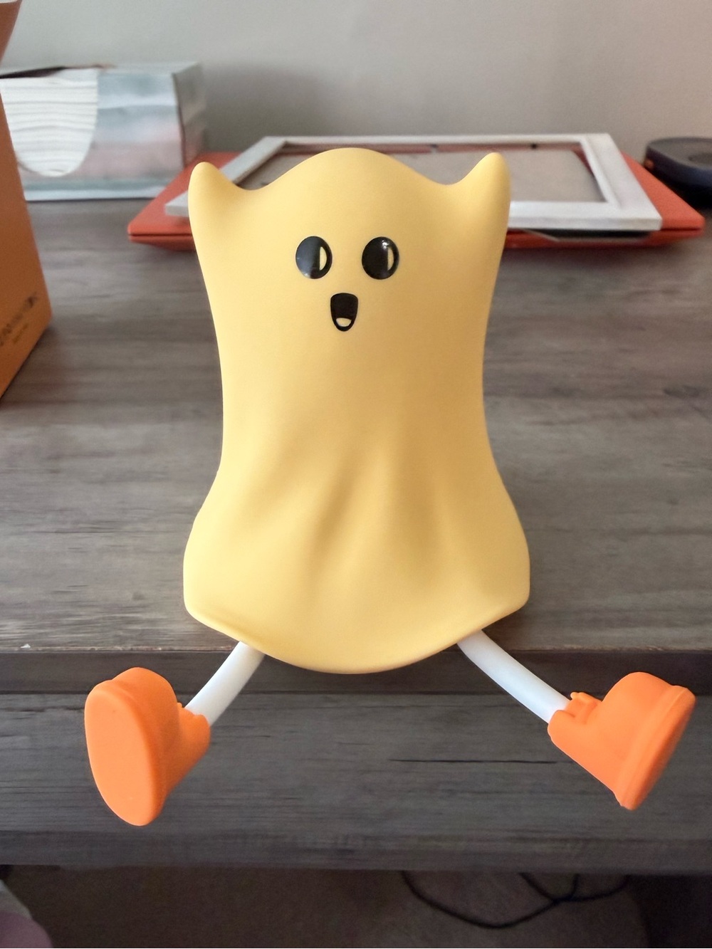 HALLOWEEN Yellow Ghost Figure Kids silicone night light  with Orange Boots